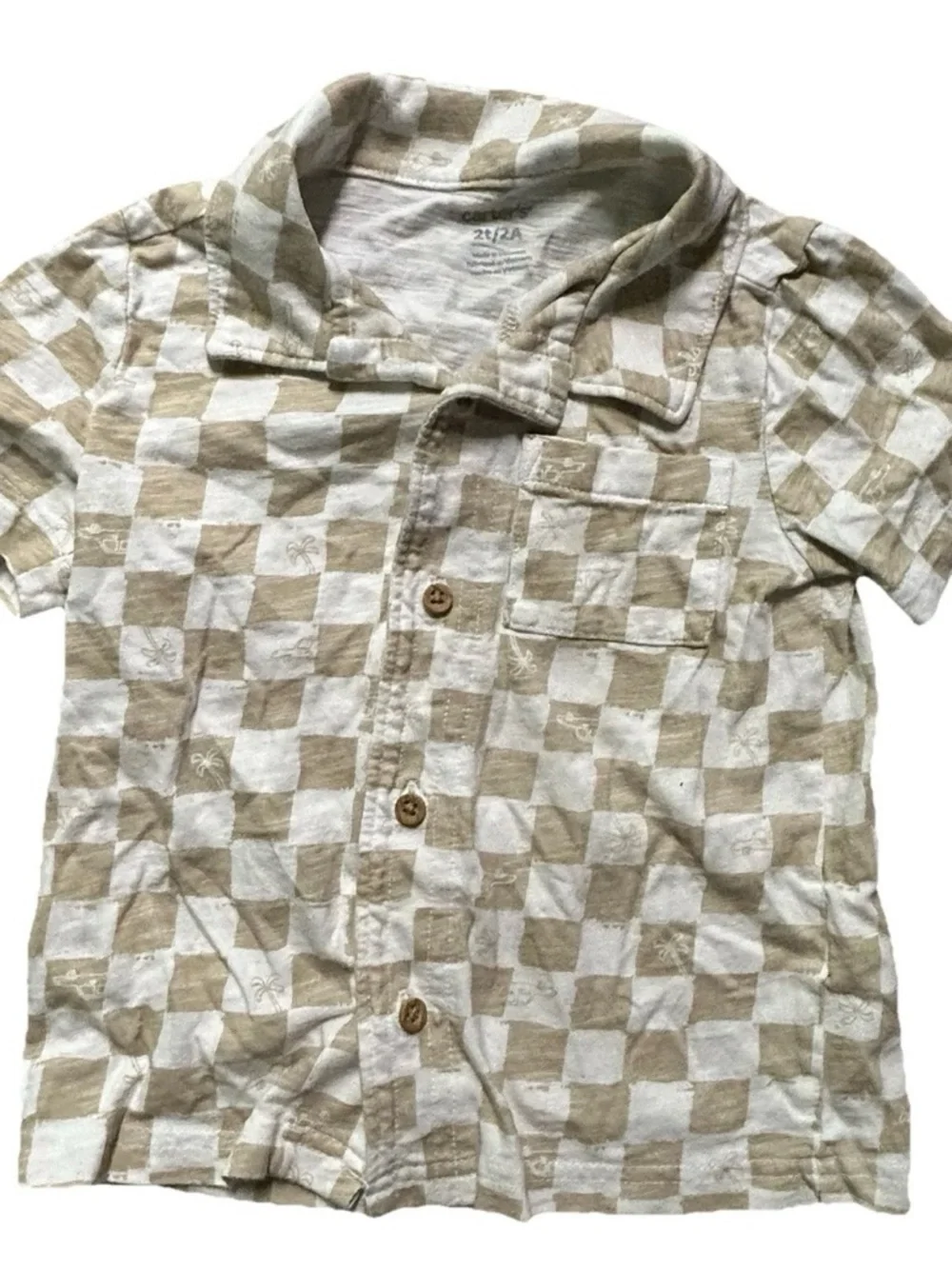Toddler Boy Summer Tops Short Sleeve T Shirts Button Up Size 2T